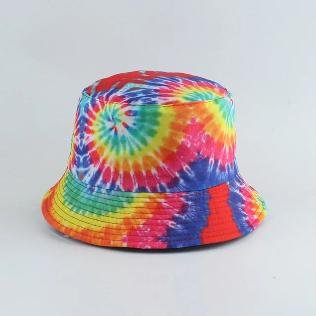 Rainbow Tie-Dyed Reversible Bucket Hat