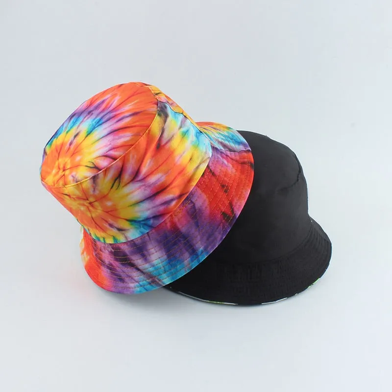 Rainbow Tie-Dyed Reversible Bucket Hat