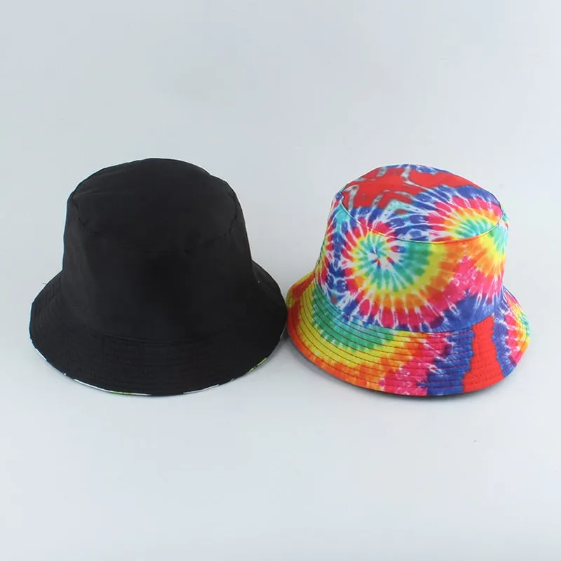 Rainbow Tie-Dyed Reversible Bucket Hat