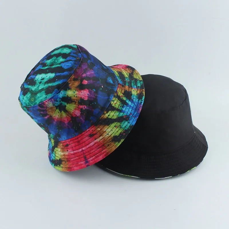 Rainbow Tie-Dyed Reversible Bucket Hat