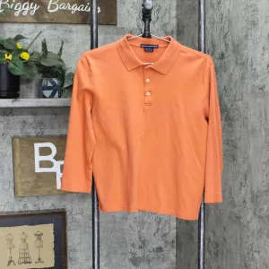 Ralph Lauren Sport Womens Vintage Long Sleeve Polo Shirt Red Orange L
