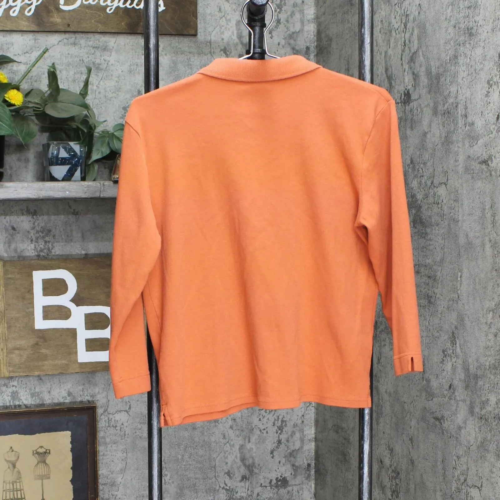 Ralph Lauren Sport Womens Vintage Long Sleeve Polo Shirt Red Orange L