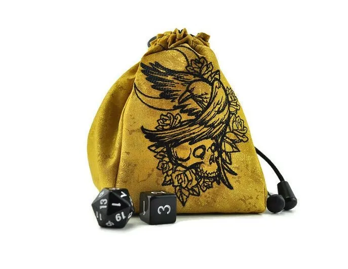 raven, skull and moon dice bag
