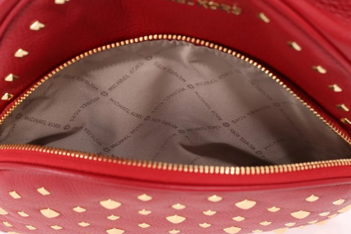 Red ABBEY Studded Backpack