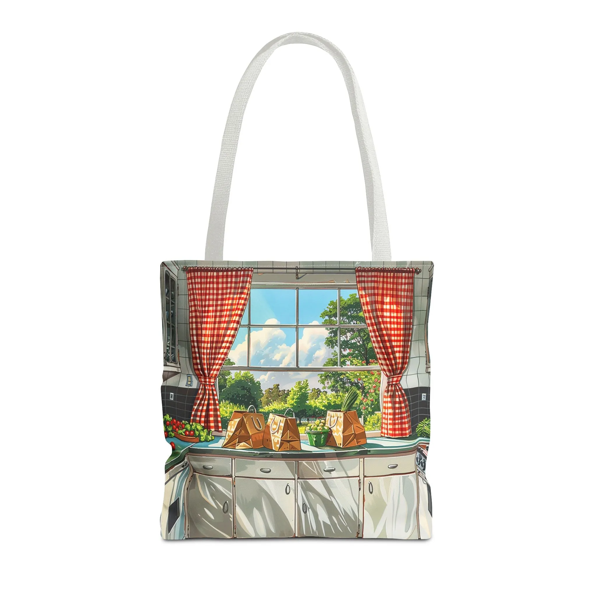 Retro Kitchen Charm Tote Bag - Step Back in Time with a Splash of Retro Fun! Available in 3 sizes.