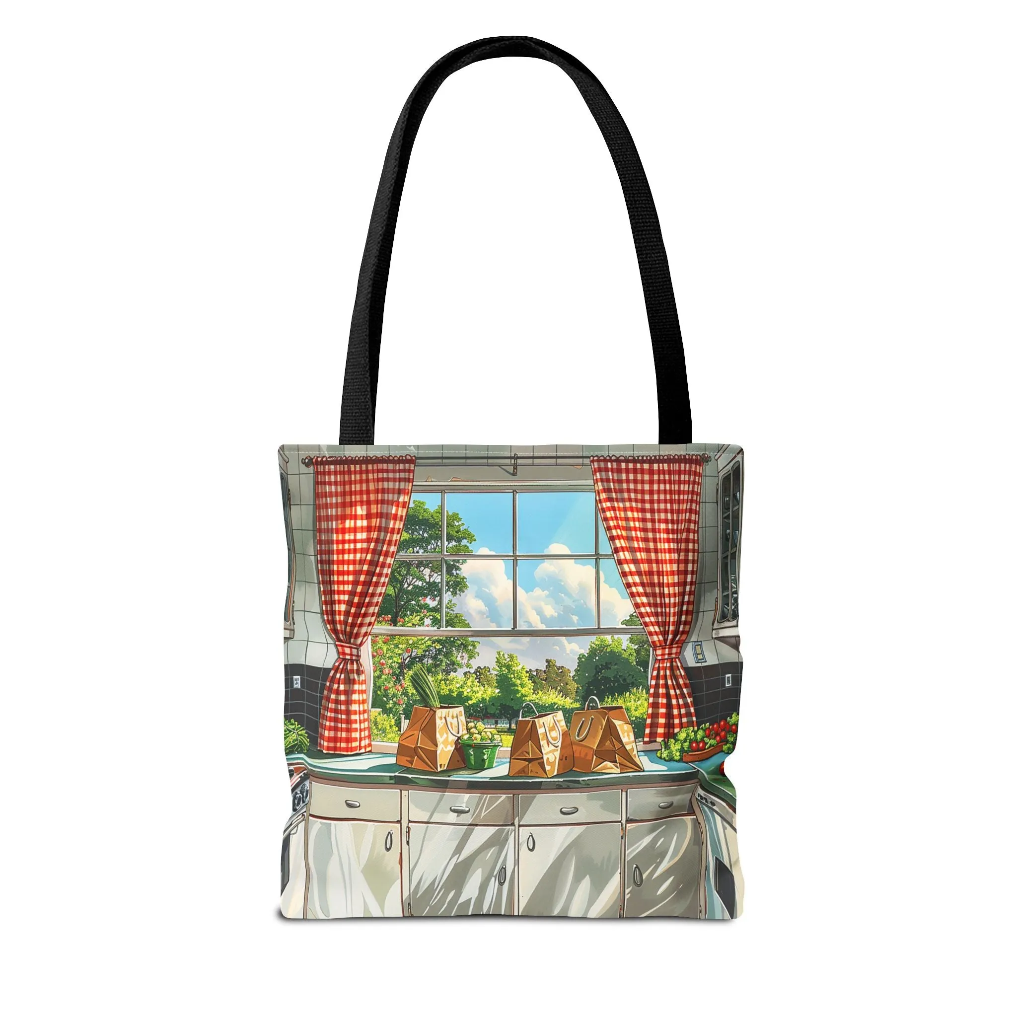 Retro Kitchen Charm Tote Bag - Step Back in Time with a Splash of Retro Fun! Available in 3 sizes.