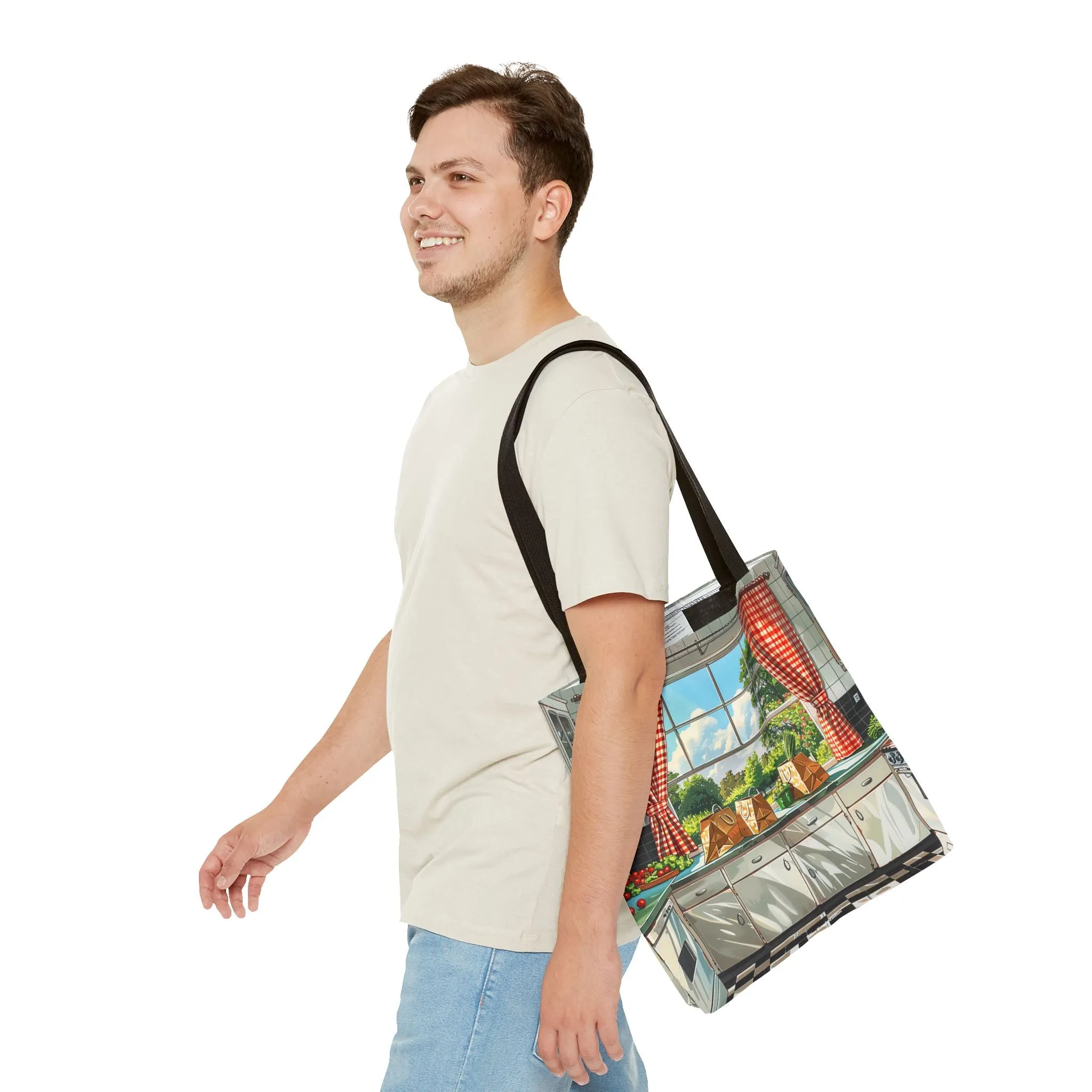 Retro Kitchen Charm Tote Bag - Step Back in Time with a Splash of Retro Fun! Available in 3 sizes.