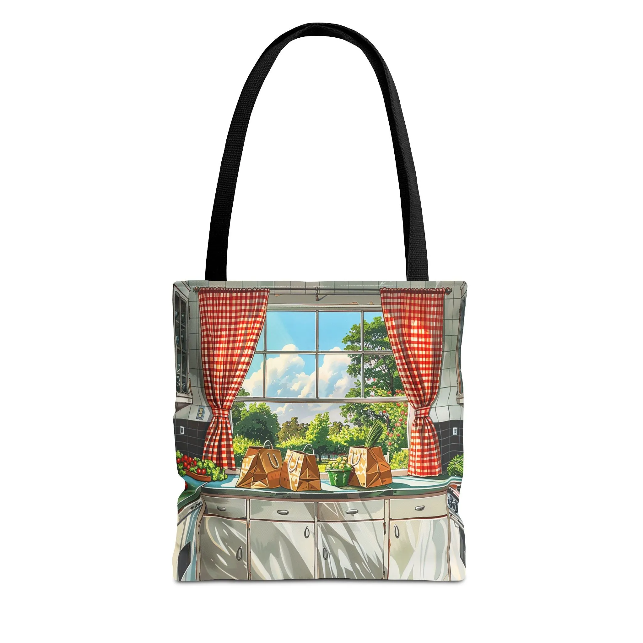 Retro Kitchen Charm Tote Bag - Step Back in Time with a Splash of Retro Fun! Available in 3 sizes.