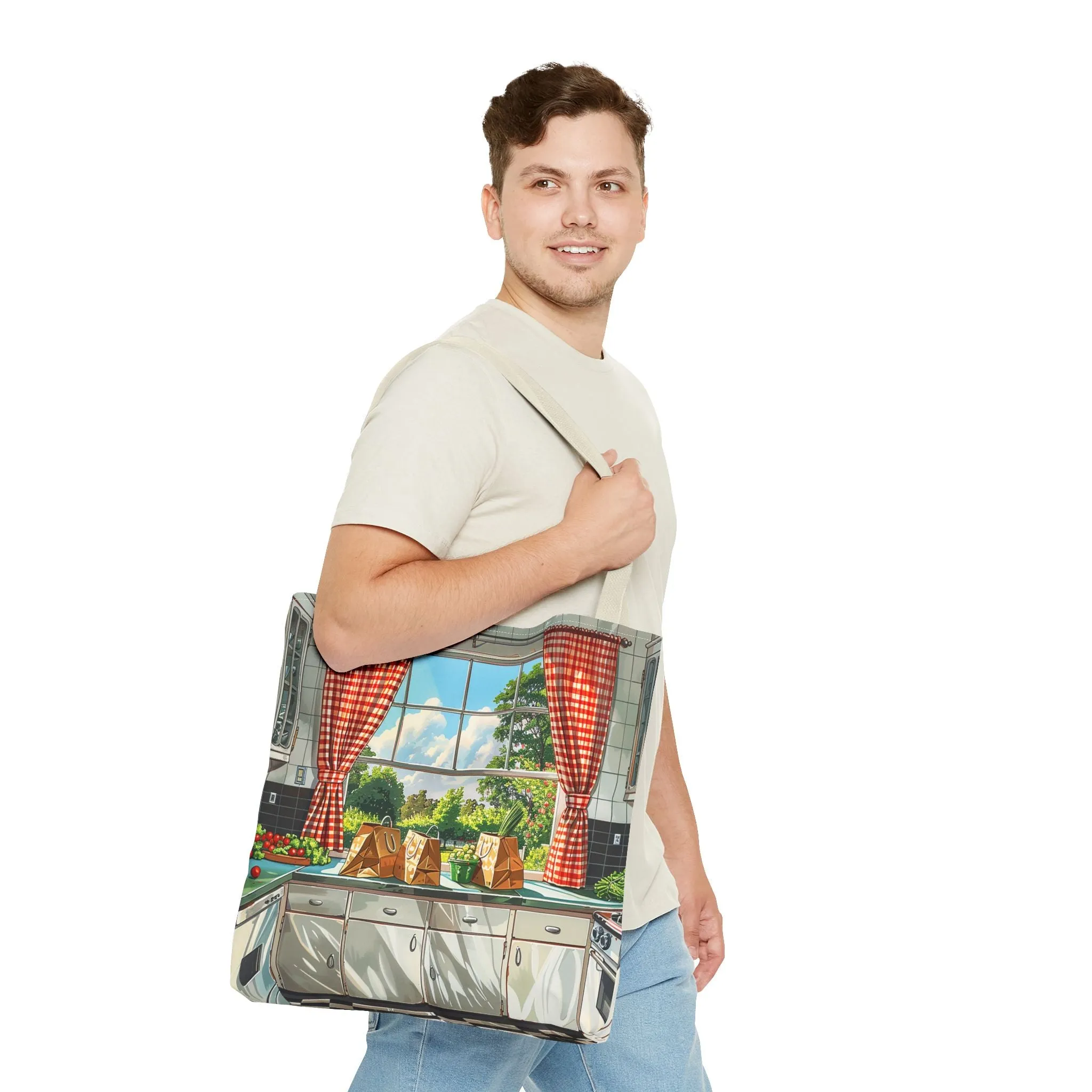 Retro Kitchen Charm Tote Bag - Step Back in Time with a Splash of Retro Fun! Available in 3 sizes.