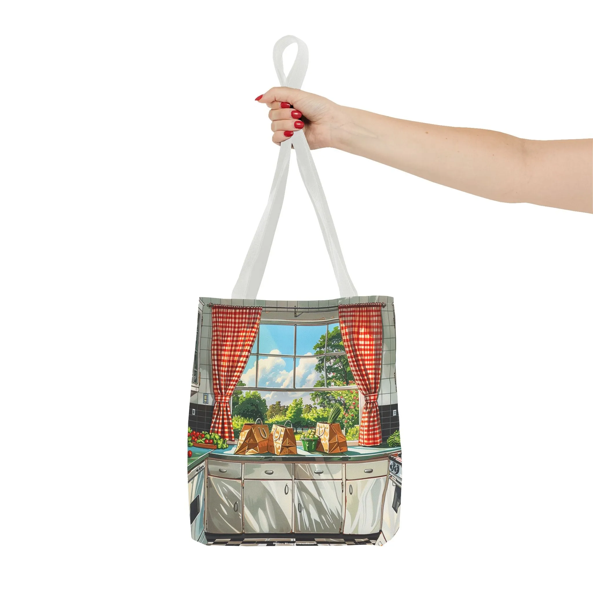 Retro Kitchen Charm Tote Bag - Step Back in Time with a Splash of Retro Fun! Available in 3 sizes.