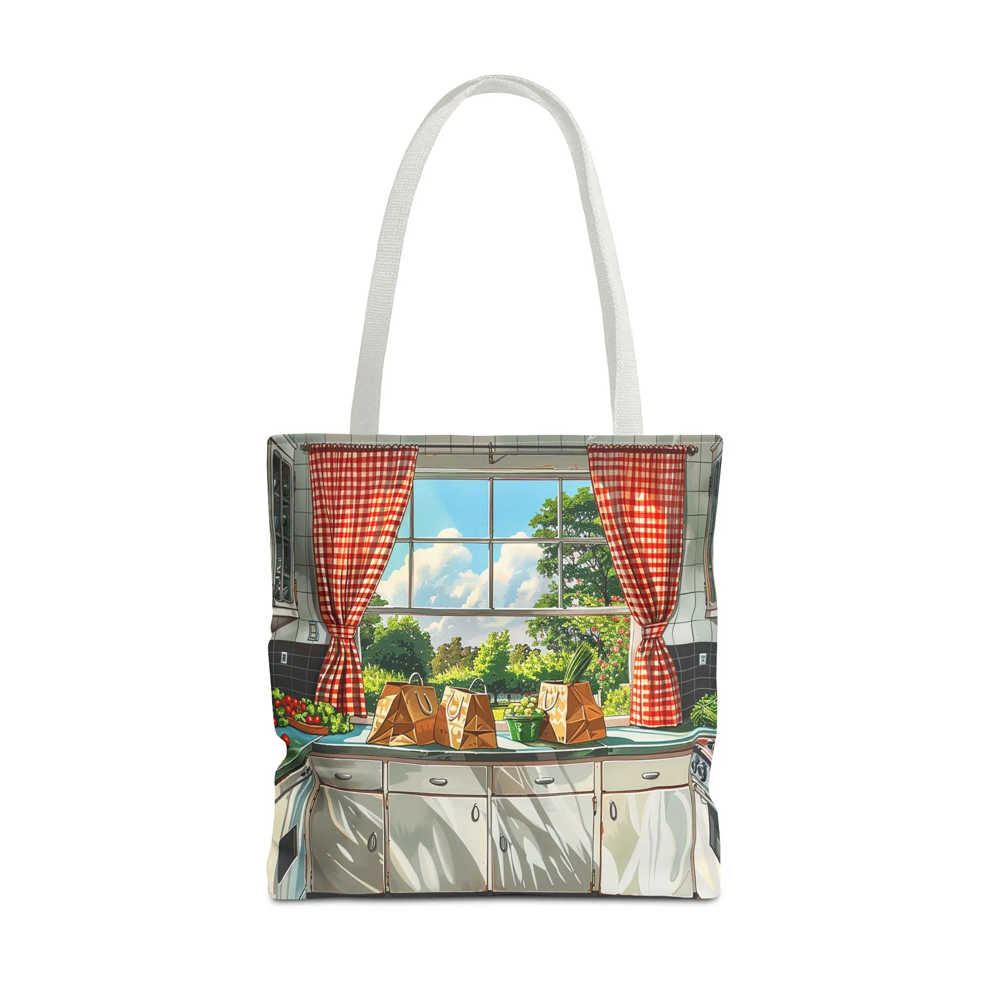 Retro Kitchen Charm Tote Bag - Step Back in Time with a Splash of Retro Fun! Available in 3 sizes.