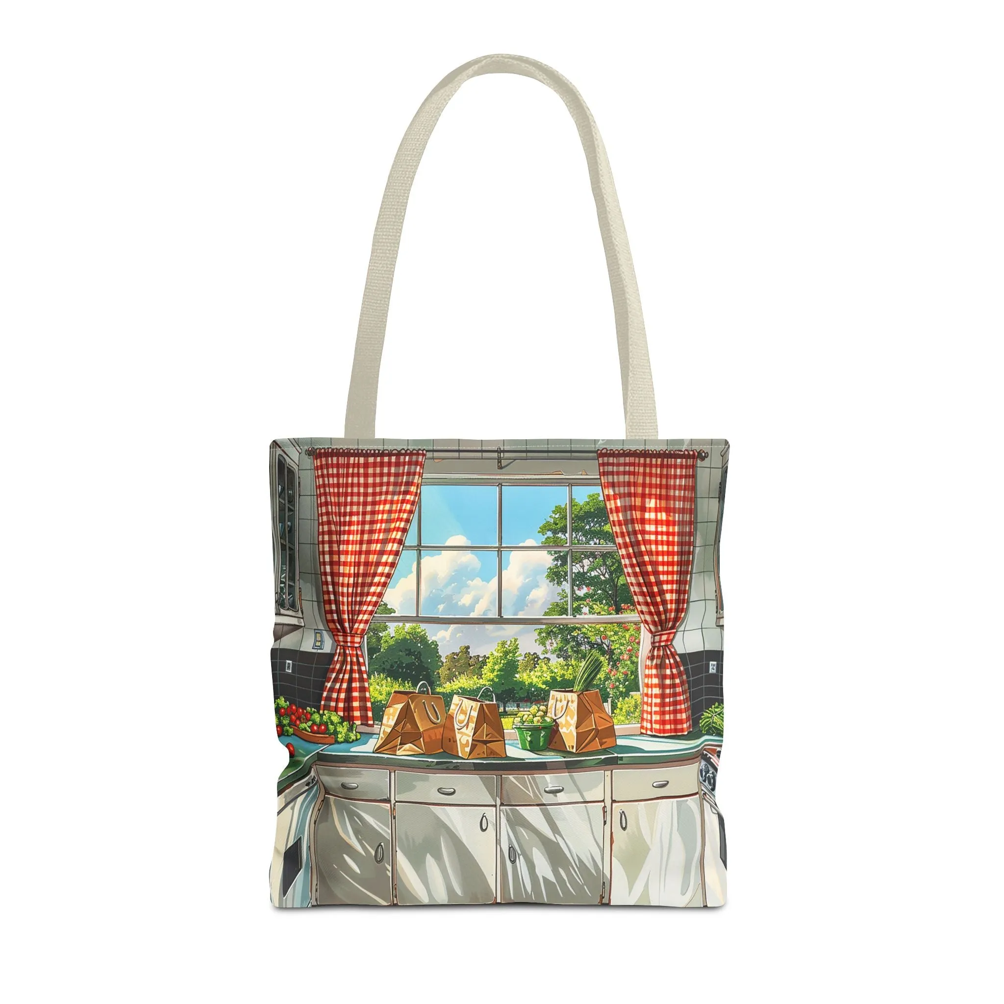 Retro Kitchen Charm Tote Bag - Step Back in Time with a Splash of Retro Fun! Available in 3 sizes.