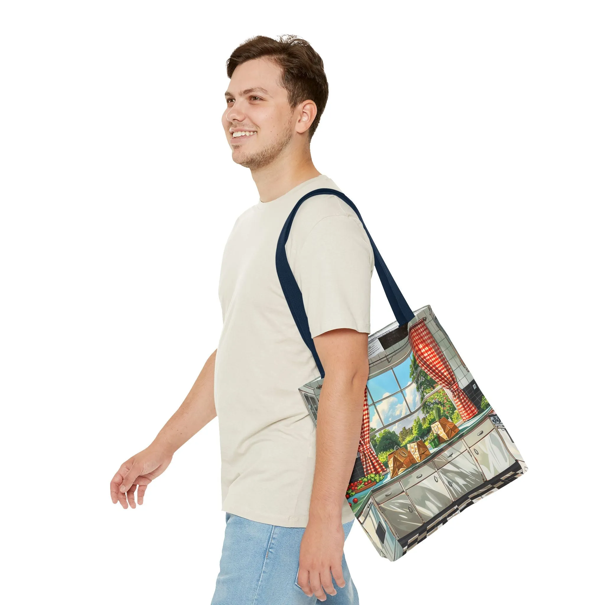 Retro Kitchen Charm Tote Bag - Step Back in Time with a Splash of Retro Fun! Available in 3 sizes.