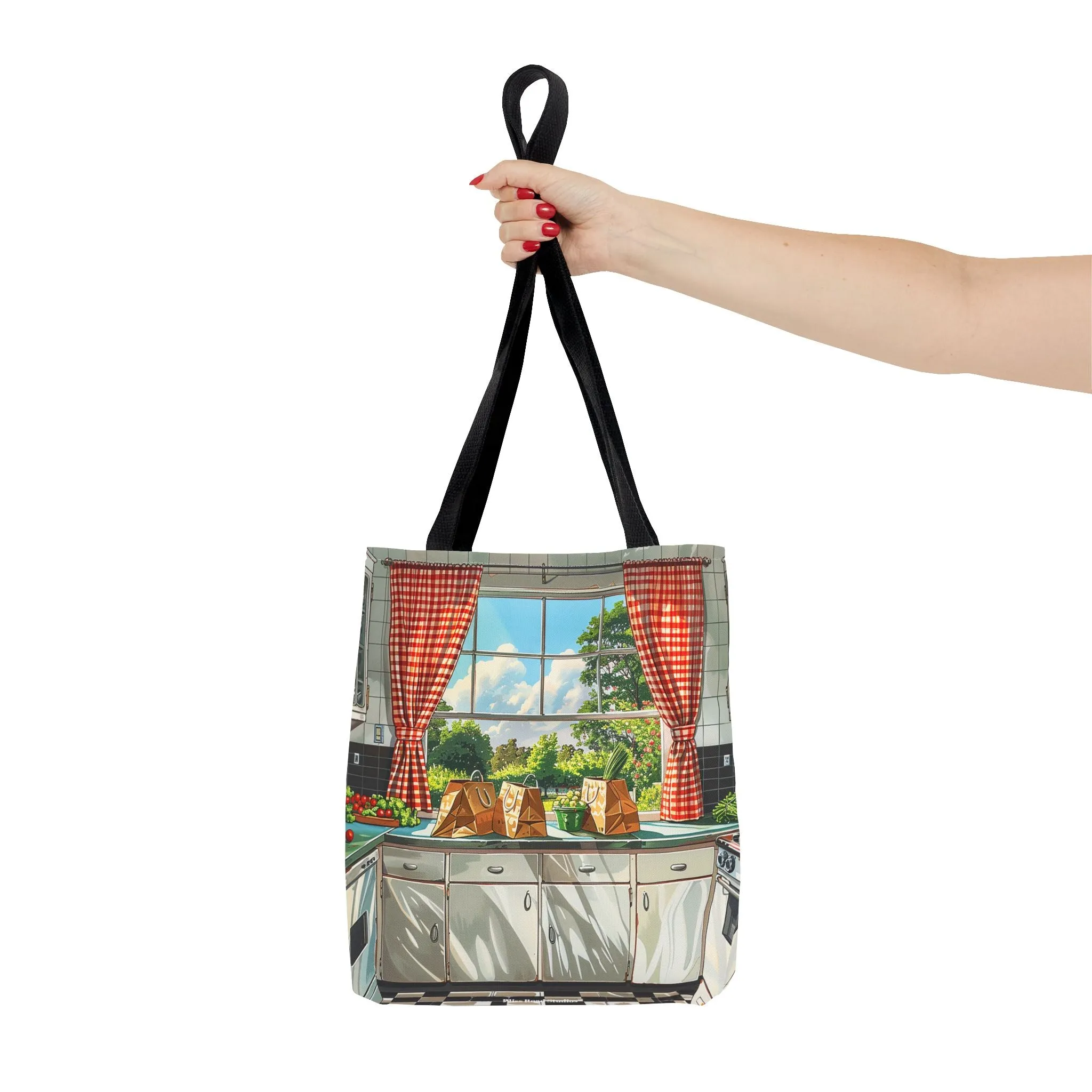 Retro Kitchen Charm Tote Bag - Step Back in Time with a Splash of Retro Fun! Available in 3 sizes.