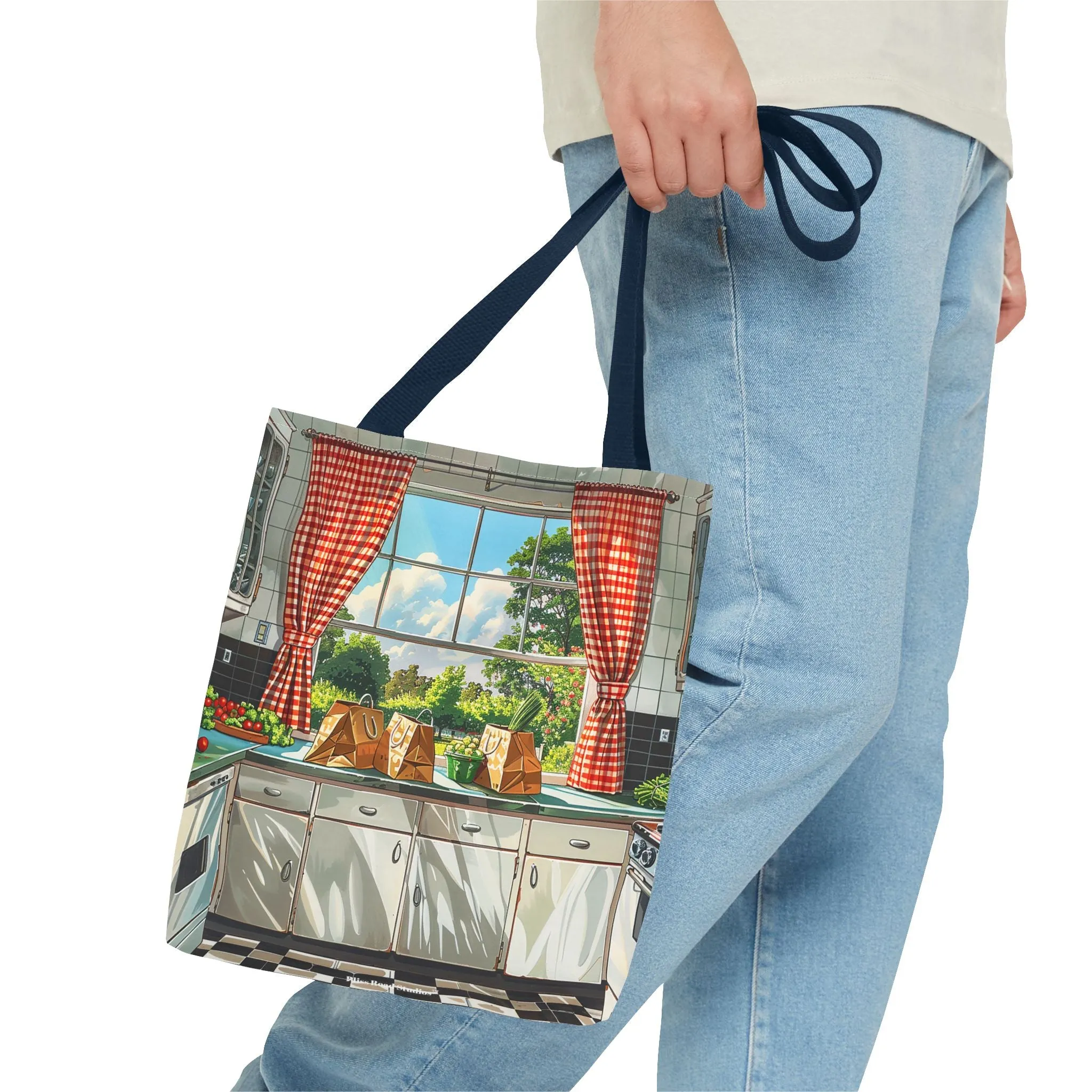 Retro Kitchen Charm Tote Bag - Step Back in Time with a Splash of Retro Fun! Available in 3 sizes.