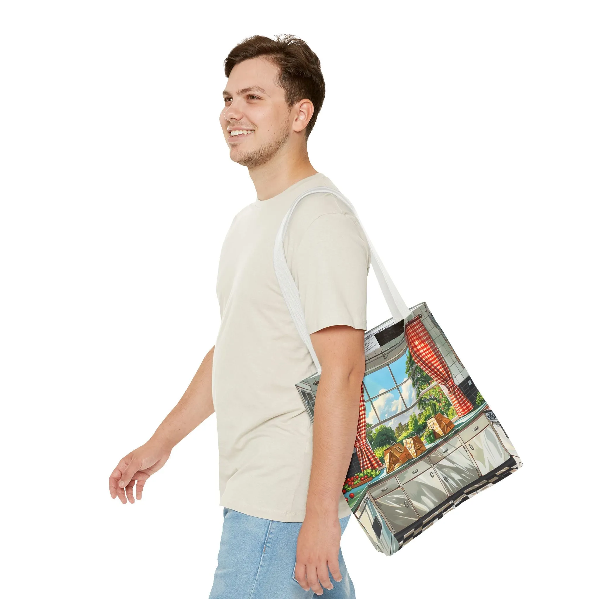 Retro Kitchen Charm Tote Bag - Step Back in Time with a Splash of Retro Fun! Available in 3 sizes.