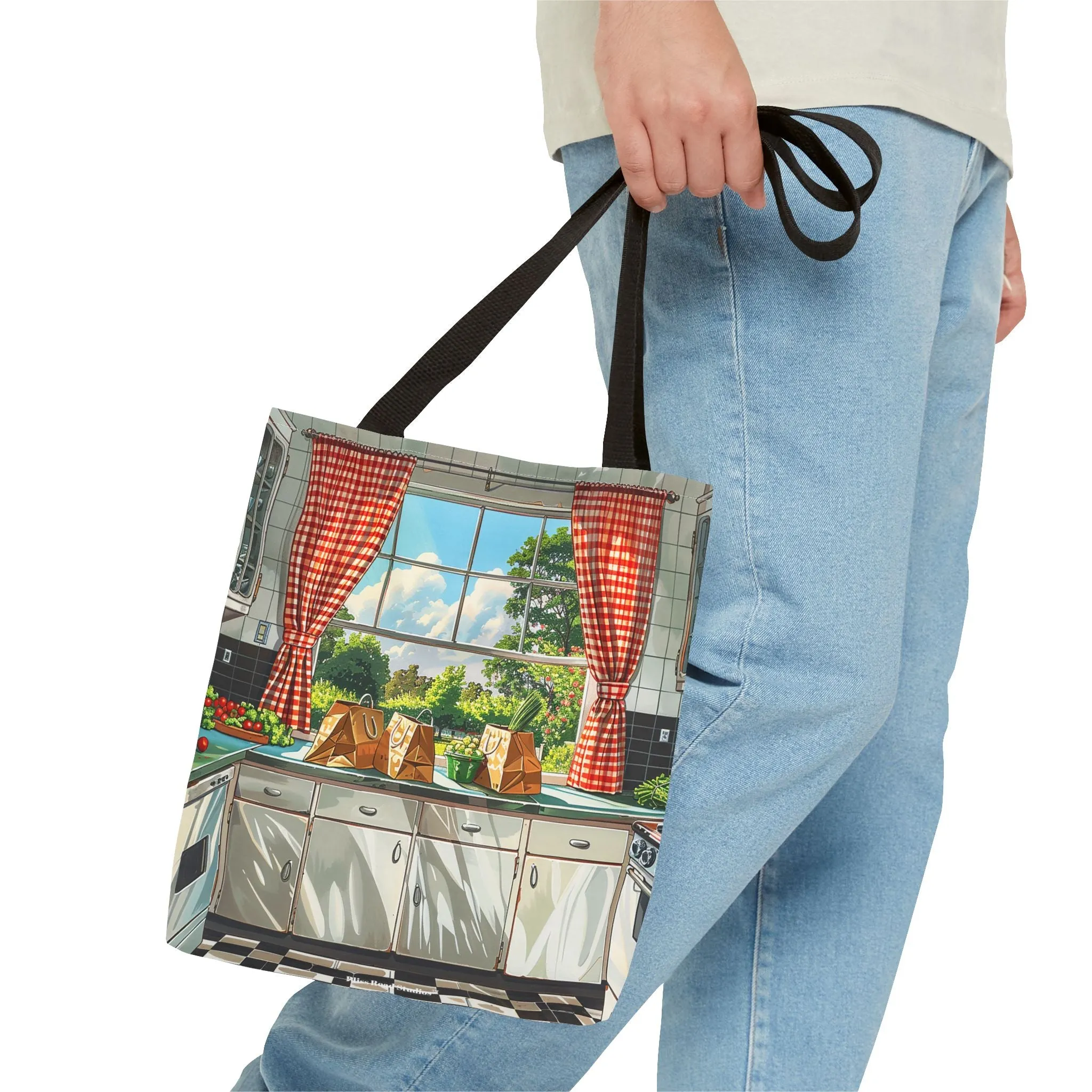 Retro Kitchen Charm Tote Bag - Step Back in Time with a Splash of Retro Fun! Available in 3 sizes.