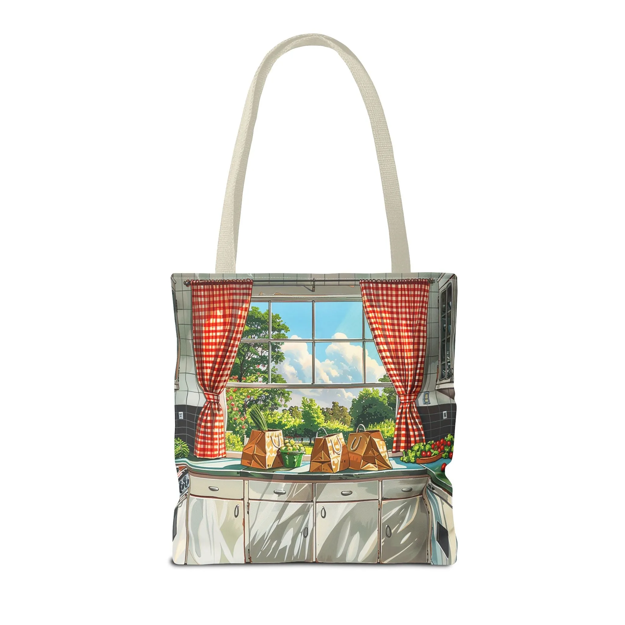 Retro Kitchen Charm Tote Bag - Step Back in Time with a Splash of Retro Fun! Available in 3 sizes.