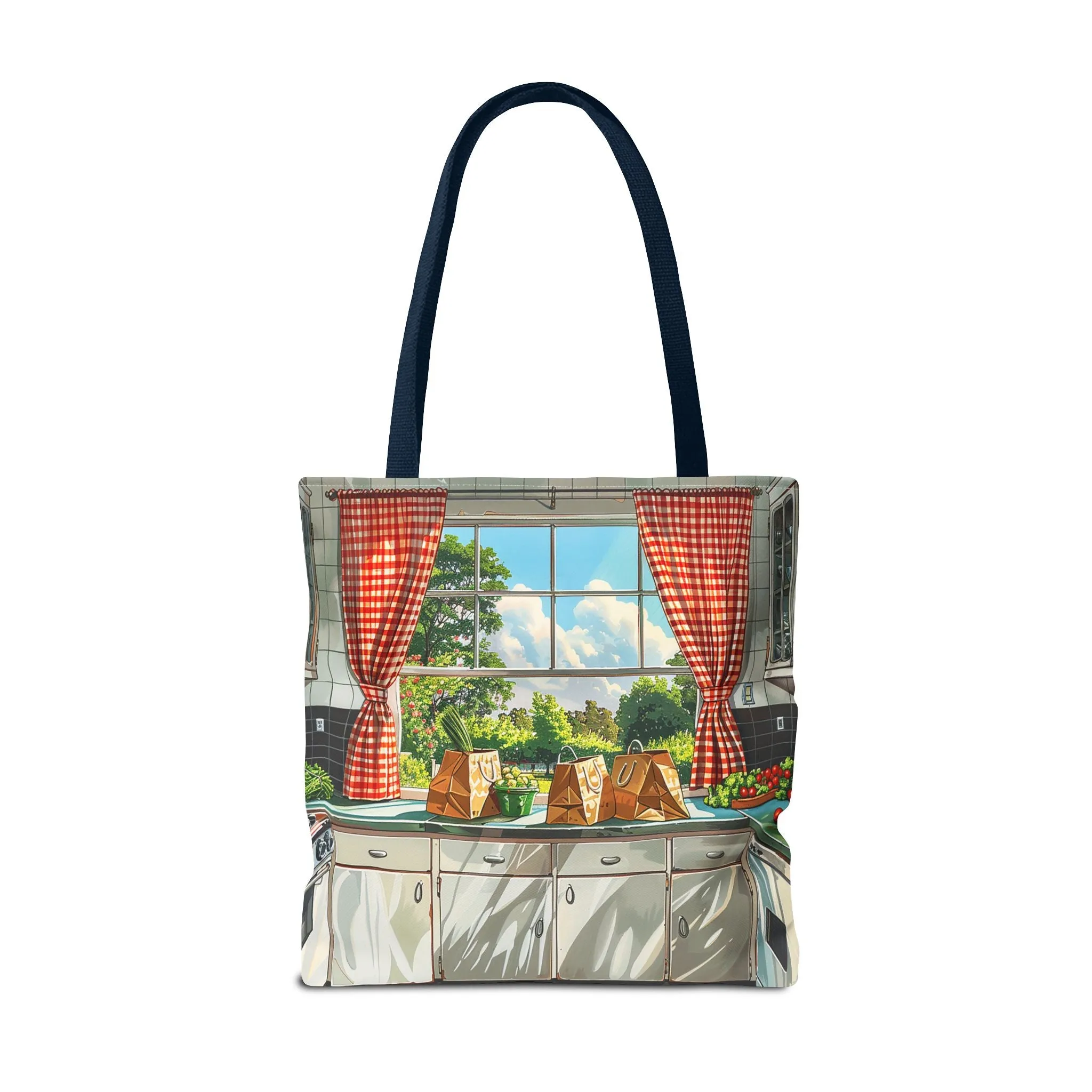 Retro Kitchen Charm Tote Bag - Step Back in Time with a Splash of Retro Fun! Available in 3 sizes.