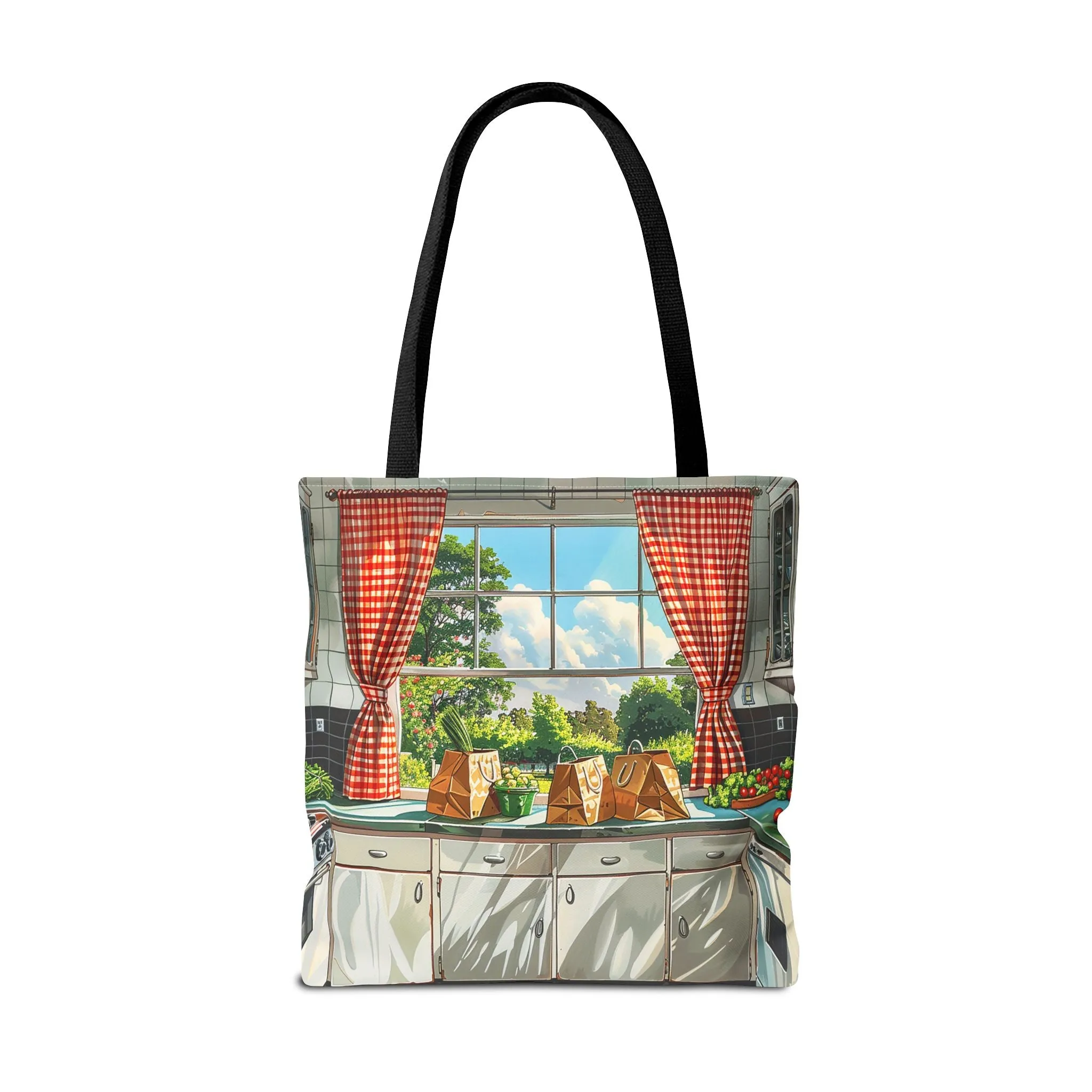 Retro Kitchen Charm Tote Bag - Step Back in Time with a Splash of Retro Fun! Available in 3 sizes.