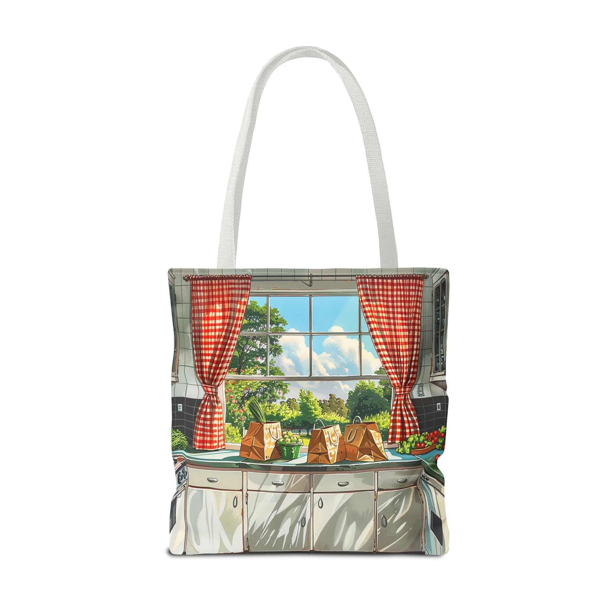 Retro Kitchen Charm Tote Bag - Step Back in Time with a Splash of Retro Fun! Available in 3 sizes.