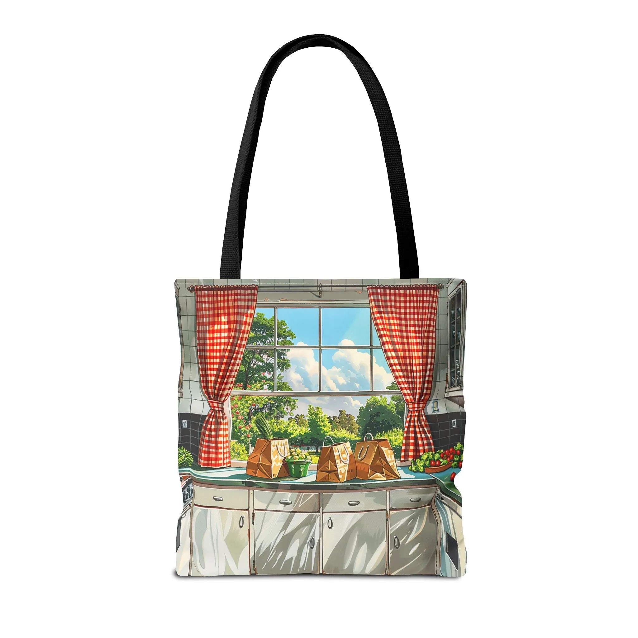 Retro Kitchen Charm Tote Bag - Step Back in Time with a Splash of Retro Fun! Available in 3 sizes.