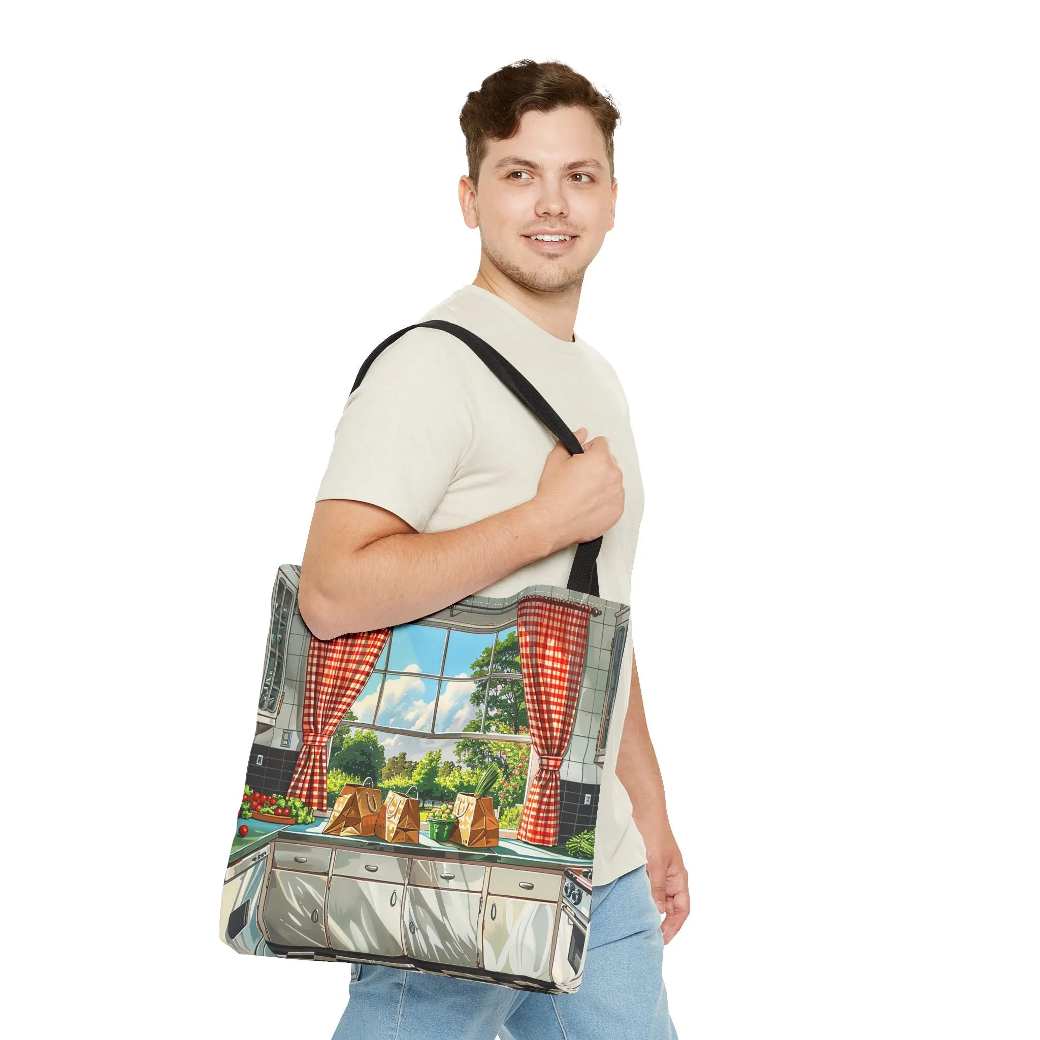 Retro Kitchen Charm Tote Bag - Step Back in Time with a Splash of Retro Fun! Available in 3 sizes.