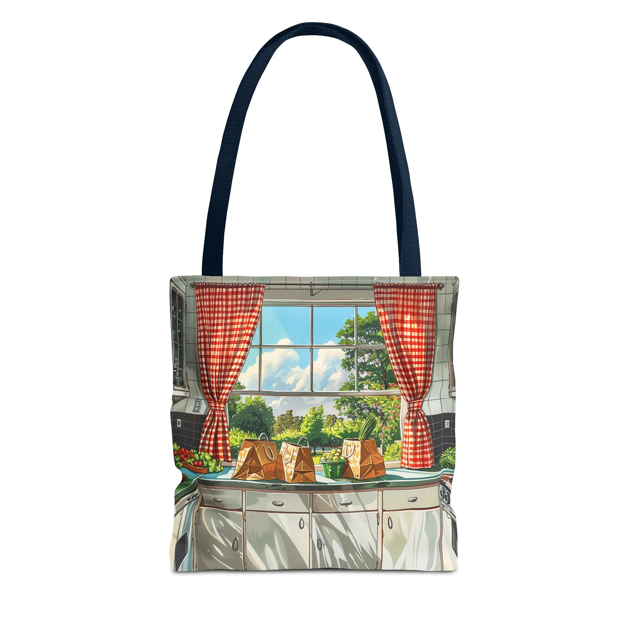 Retro Kitchen Charm Tote Bag - Step Back in Time with a Splash of Retro Fun! Available in 3 sizes.