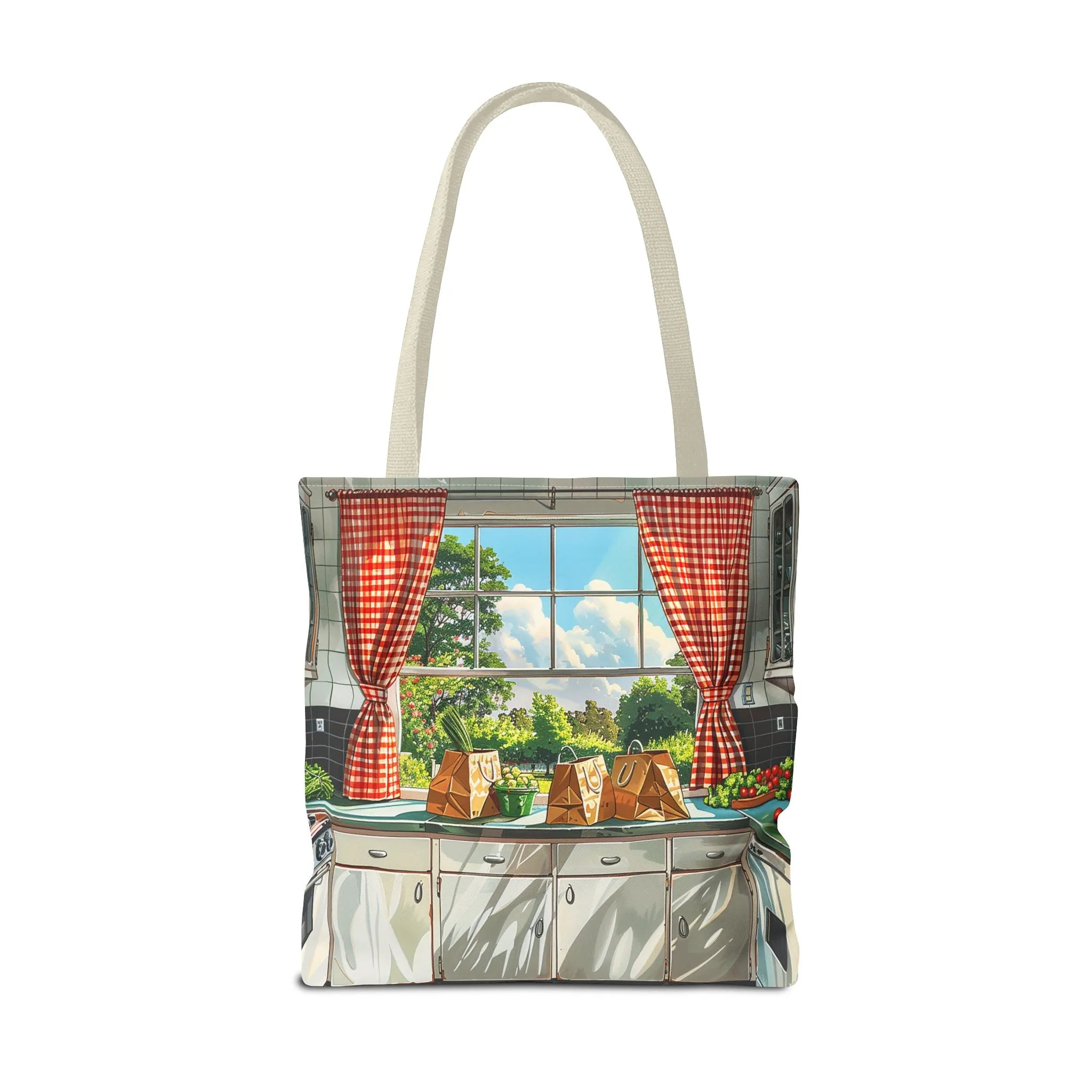 Retro Kitchen Charm Tote Bag - Step Back in Time with a Splash of Retro Fun! Available in 3 sizes.