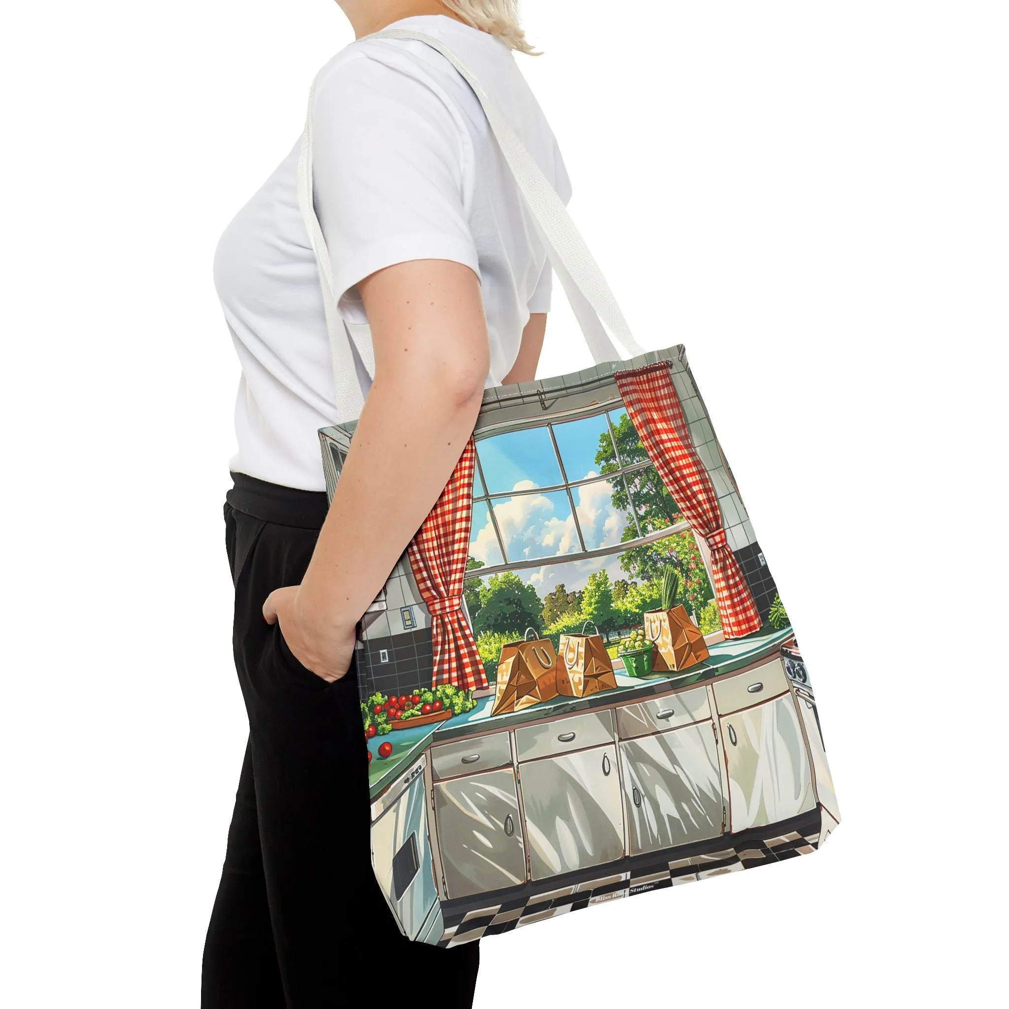 Retro Kitchen Charm Tote Bag - Step Back in Time with a Splash of Retro Fun! Available in 3 sizes.