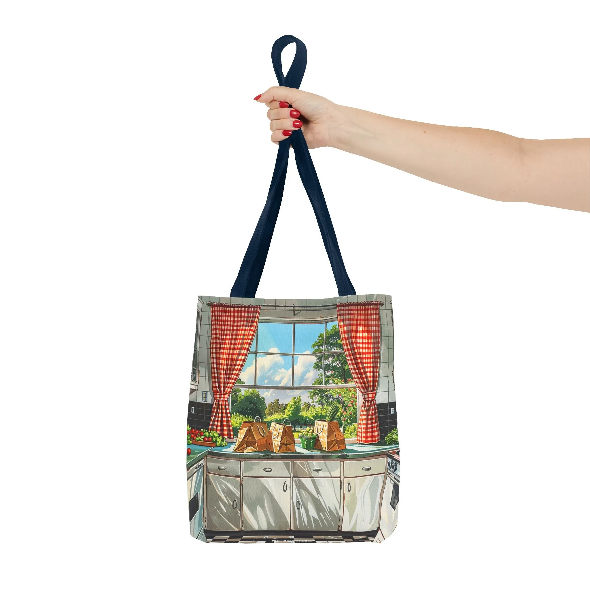 Retro Kitchen Charm Tote Bag - Step Back in Time with a Splash of Retro Fun! Available in 3 sizes.