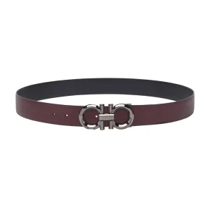REVERSIBLE AND ADJUSTABLE GANCINI BELT DARK BAROLO/BLACK