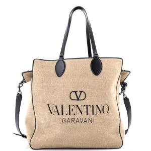 Reversible Shopping Tote Toile Iconograph Fabric with Leather Medium