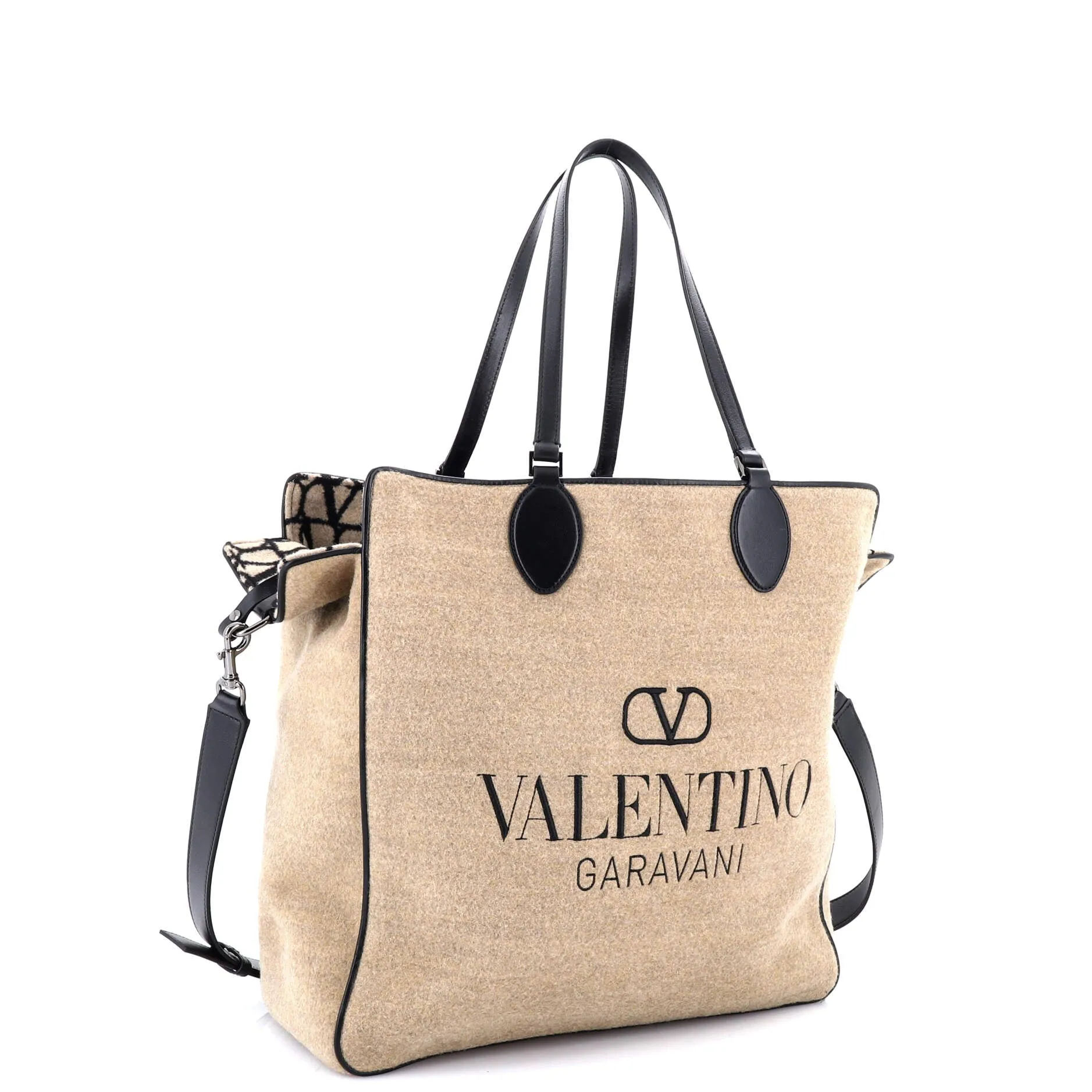 Reversible Shopping Tote Toile Iconograph Fabric with Leather Medium
