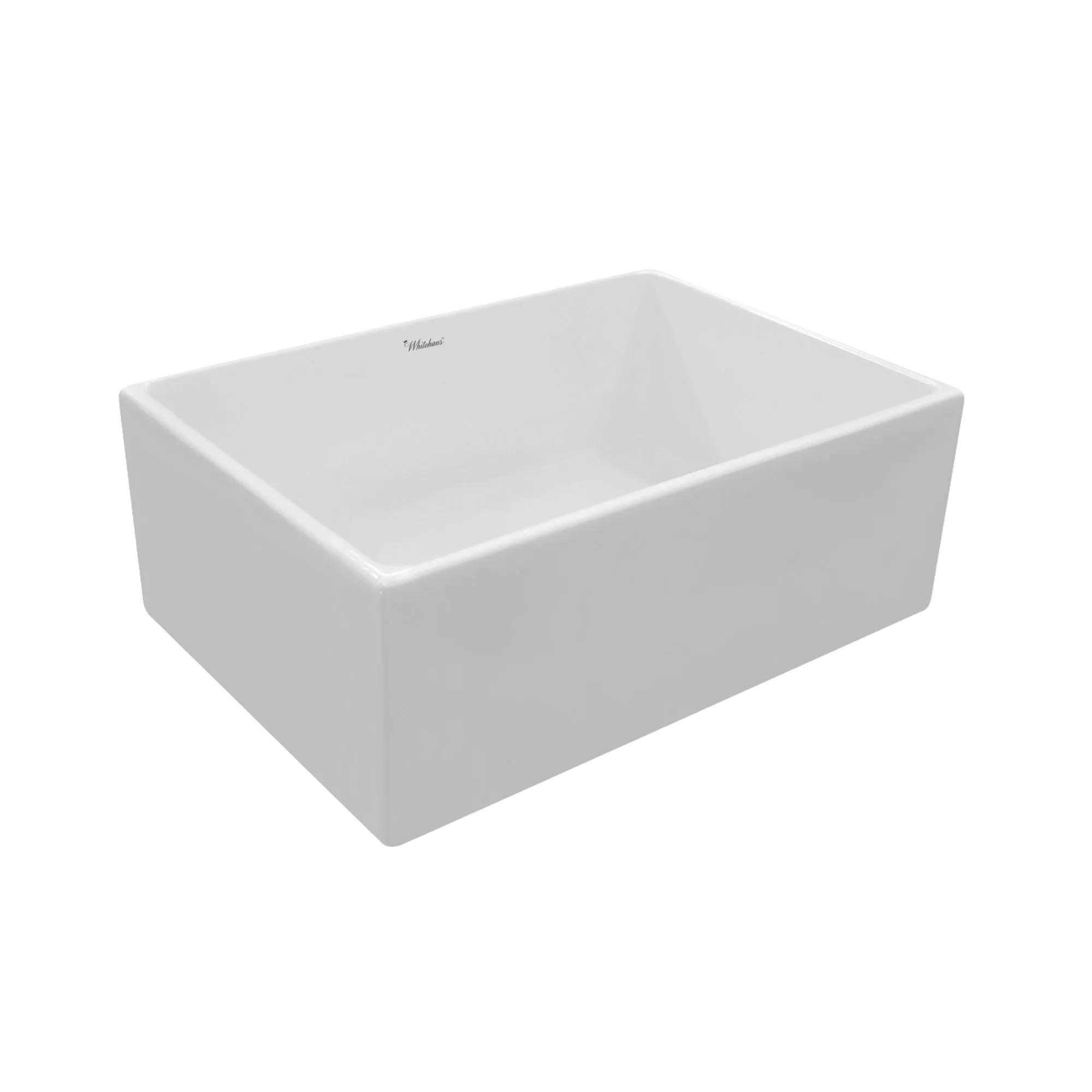 Reversible single bowl fireclay kitchen sinks: plain, concave front apron