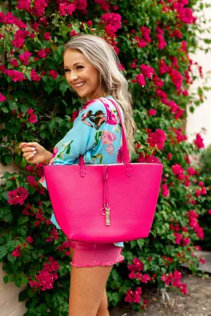 Reversible Tote- Fuchsia/Ivory