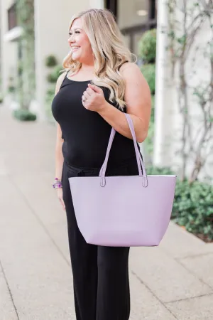Reversible Tote- Lavender/White