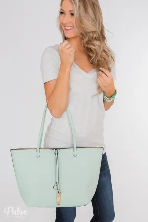 Reversible Tote- Mint/Gold