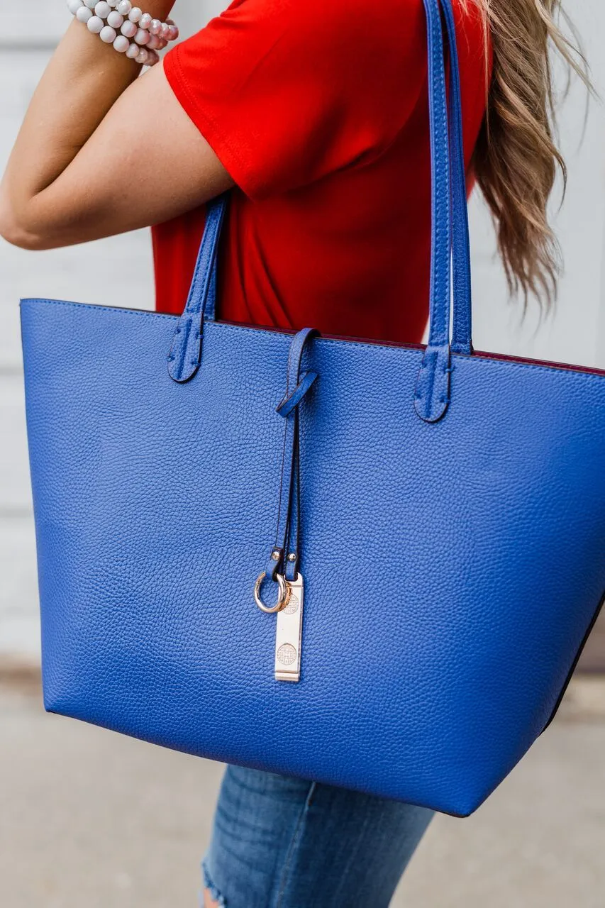 Reversible Tote- Royal Blue/Dark Fuchsia