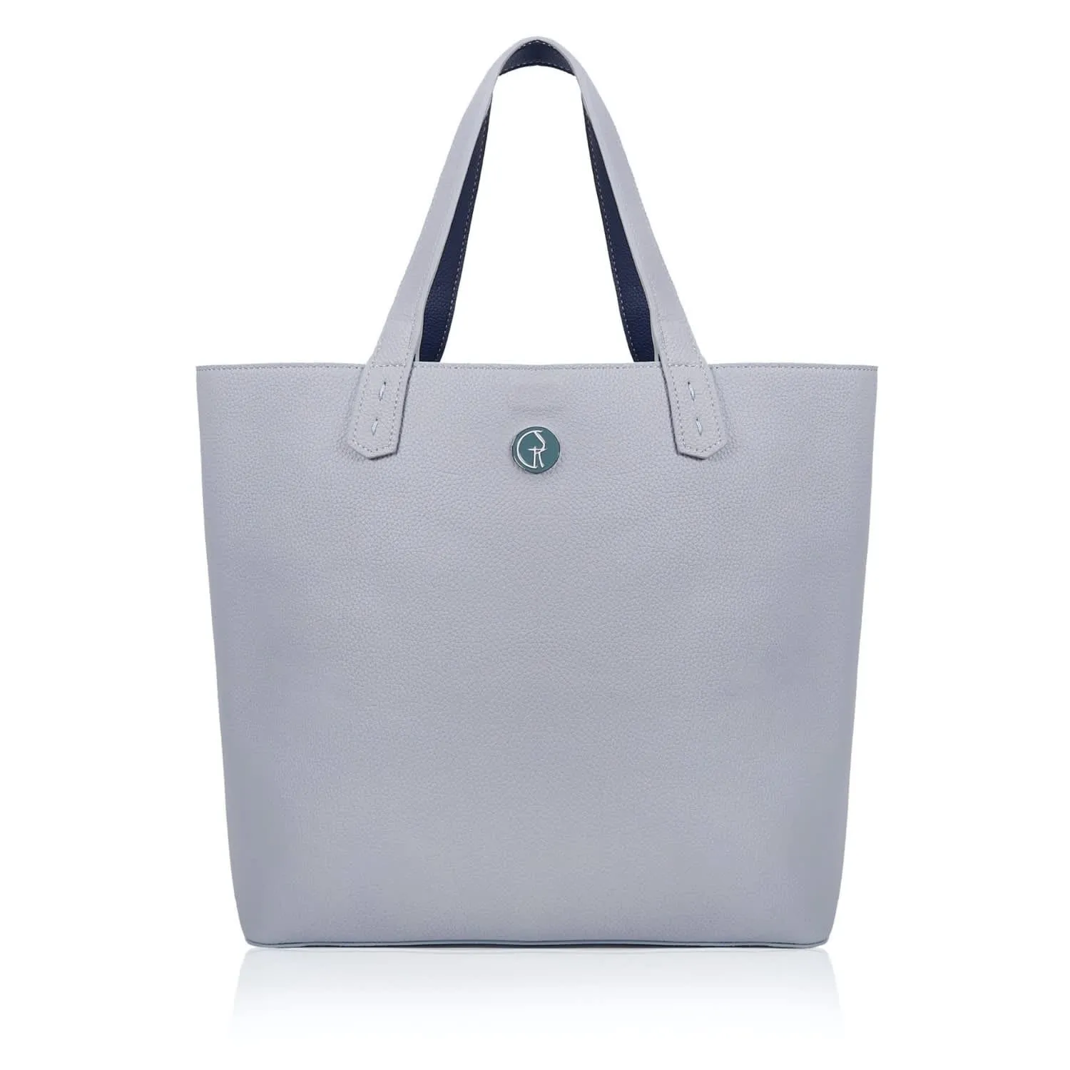 Reversible Vegan Leather Tote | Blue & Grey