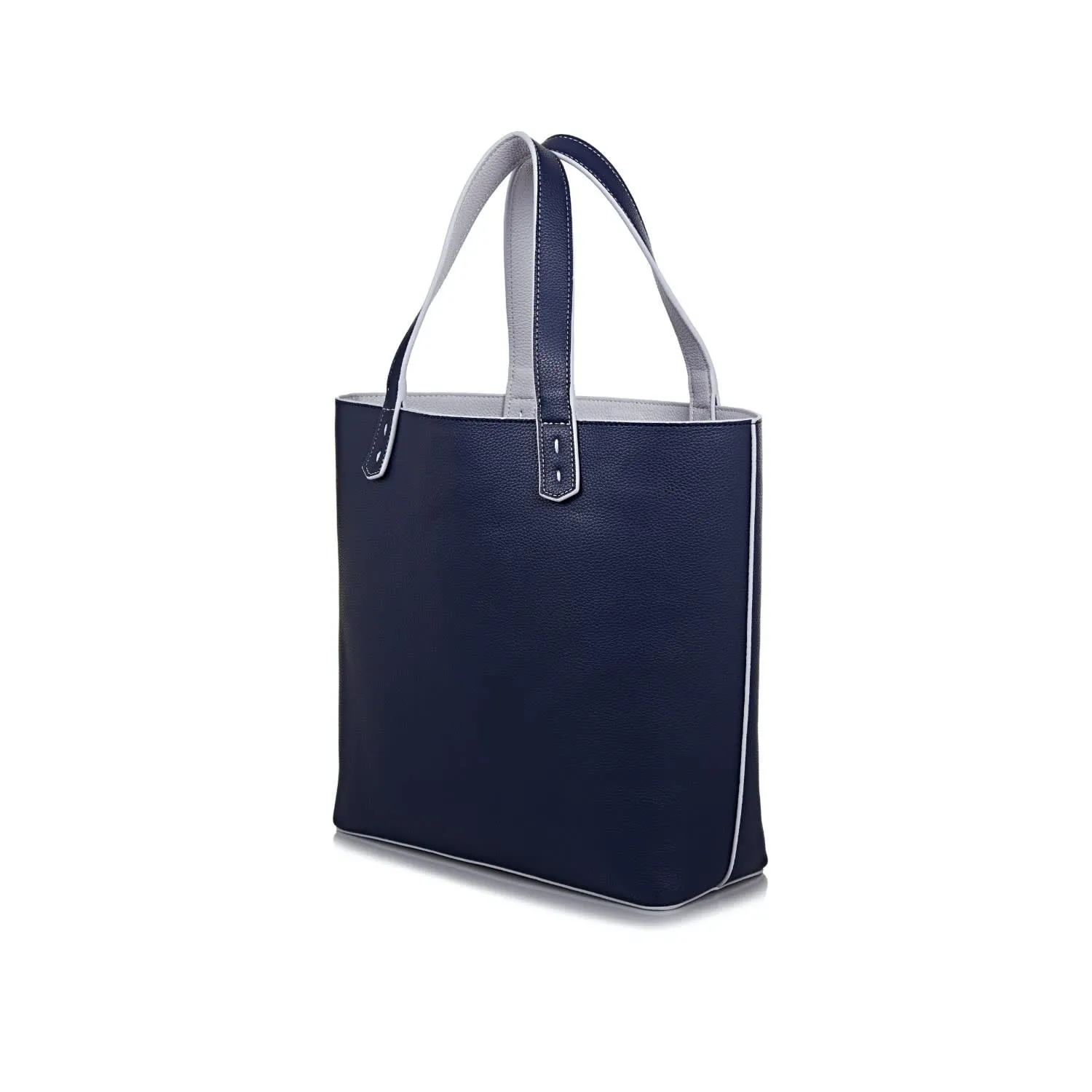 Reversible Vegan Leather Tote | Blue & Grey