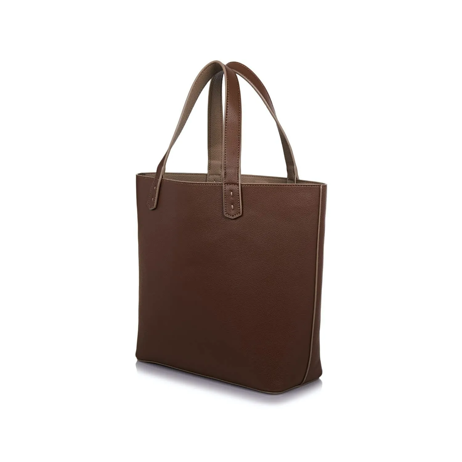 Reversible Vegan Leather Tote | Brown & Beige