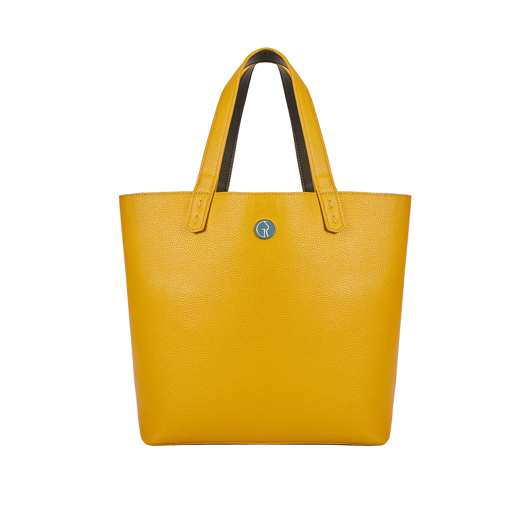 Reversible Vegan Leather Tote | Green & Mustard