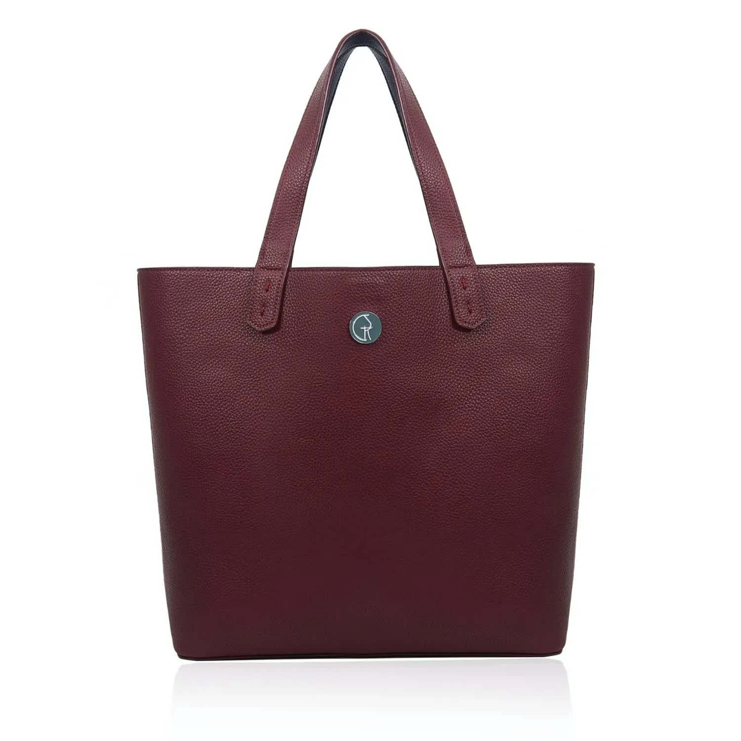Reversible Vegan Leather Tote | Navy & Burgundy
