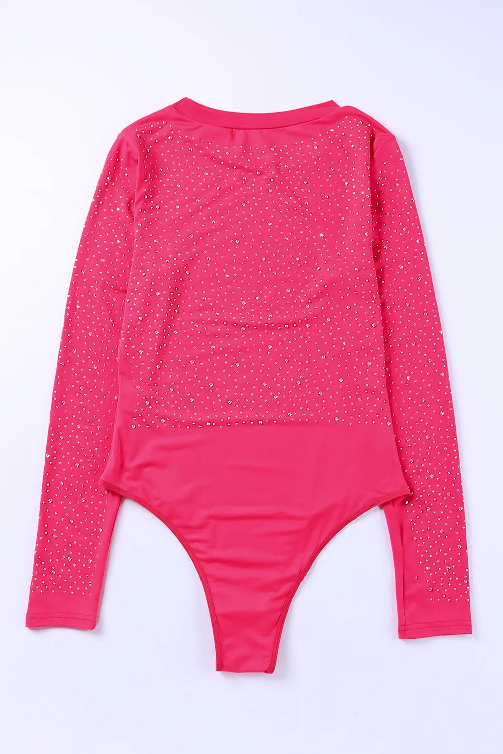 Rhinestone O-neck Long Sleeve Bodysuit
