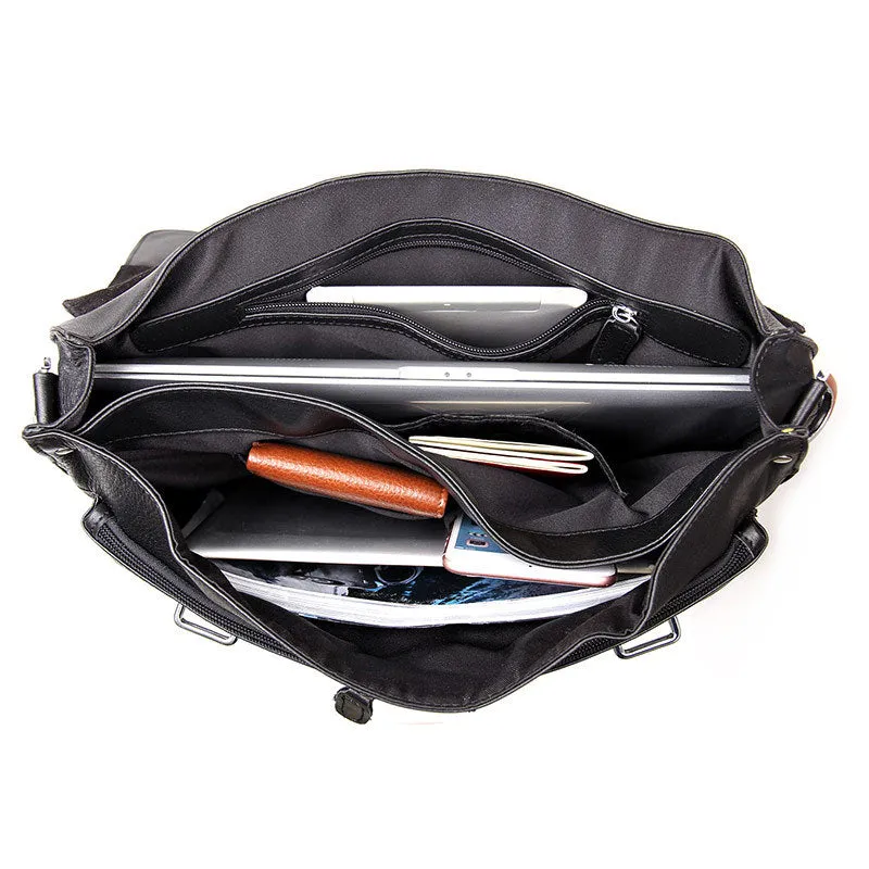 ROCKCOW Top Grain Leather Briefcase Men's Business Bag Crossbody Messenger Shoulder Bag 7100