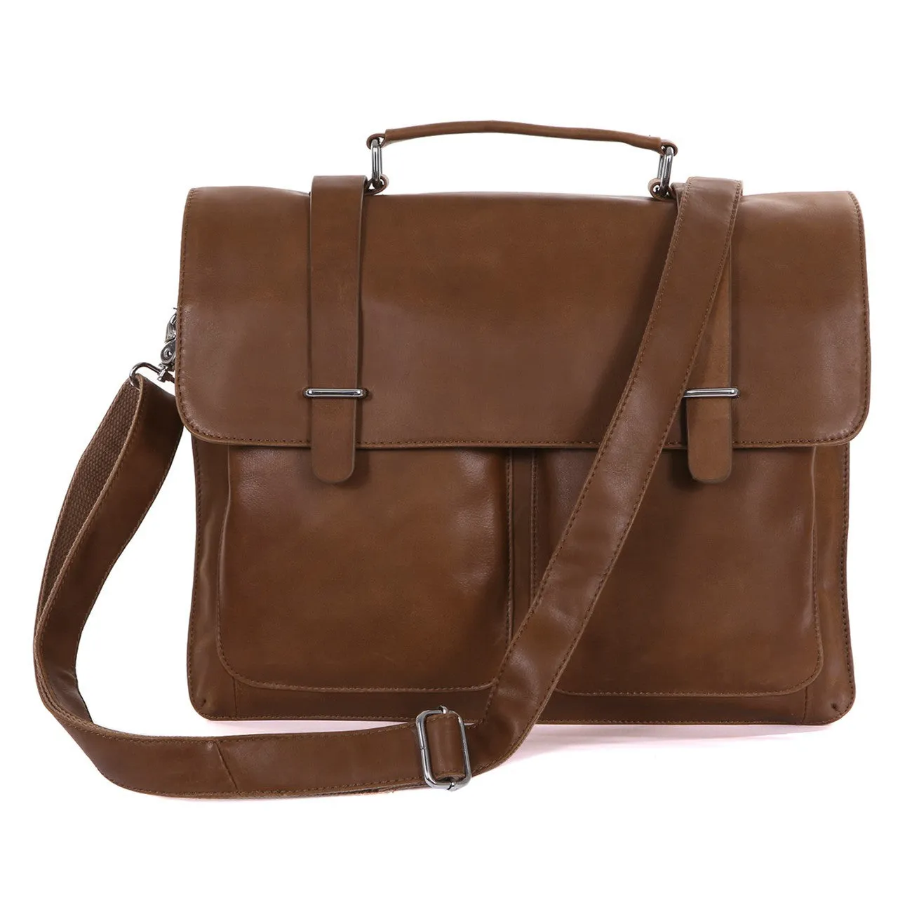 ROCKCOW Top Grain Leather Briefcase Men's Business Bag Crossbody Messenger Shoulder Bag 7100