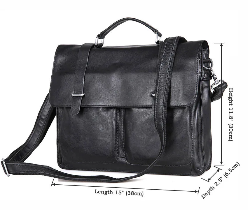 ROCKCOW Top Grain Leather Briefcase Men's Business Bag Crossbody Messenger Shoulder Bag 7100