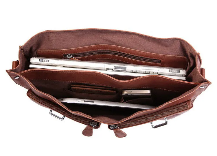 ROCKCOW Top Grain Leather Briefcase Men's Business Bag Crossbody Messenger Shoulder Bag 7100