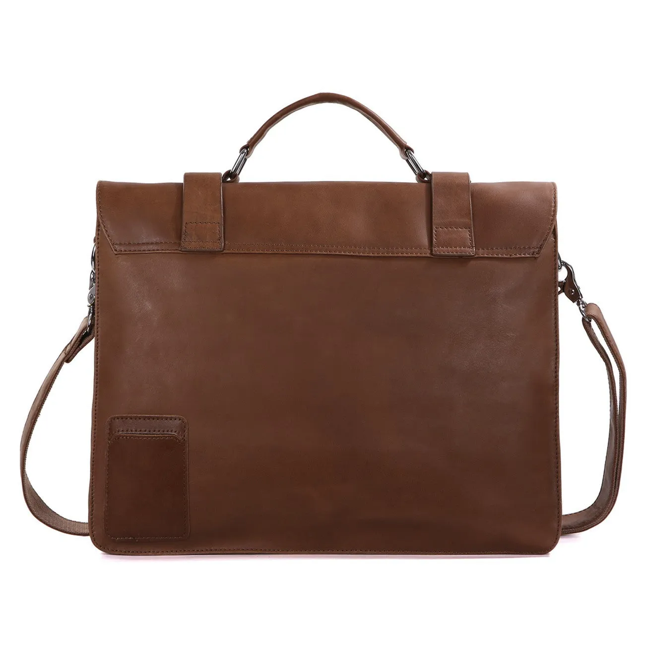 ROCKCOW Top Grain Leather Briefcase Men's Business Bag Crossbody Messenger Shoulder Bag 7100